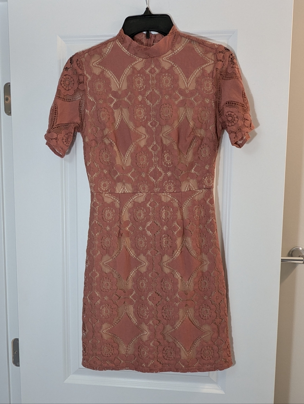 Altar’d State Allegra Rosewood Lace Terracotta Bodycon Dress, Size XS